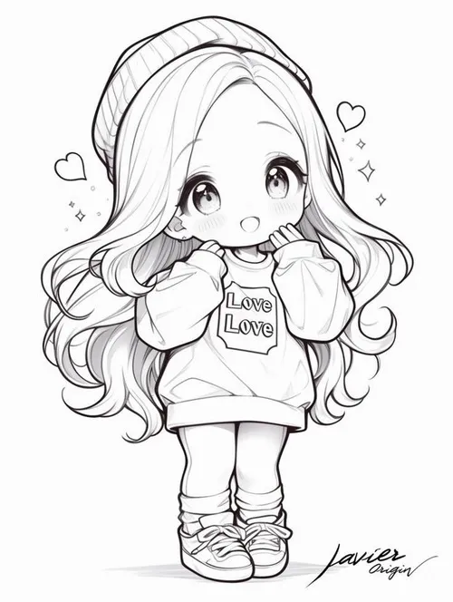 Tranh tô màu anime kawaii mắt trong veo cực hút