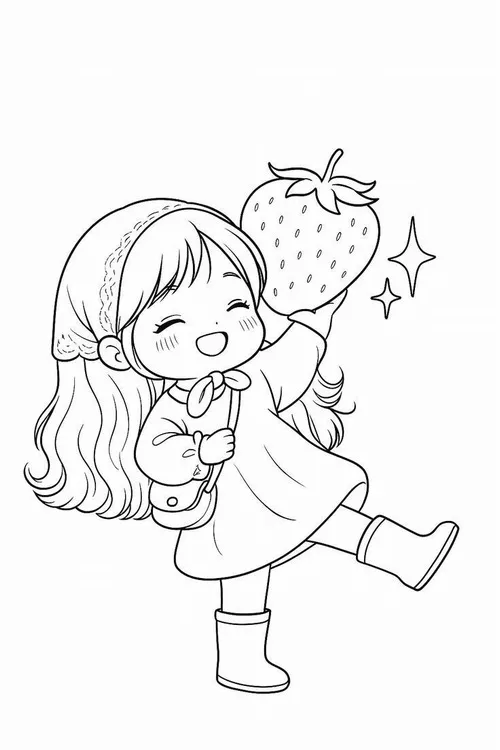 Tranh bé tập tô anime chibi đầu to thân nhỏ đáng yêu