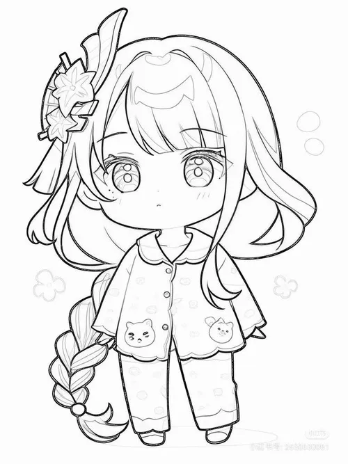 Bức tranh tô anime chibi ôm thú nhỏ cực dễ thương