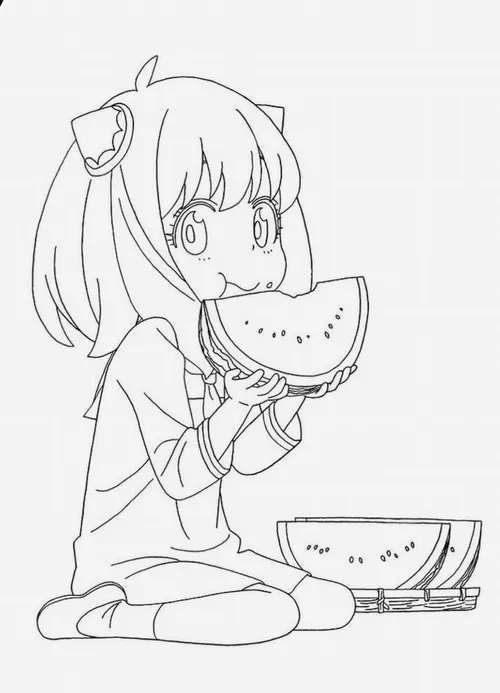 Trang tô màu anime girl xinh xắn váy bồng nhẹ nhàng