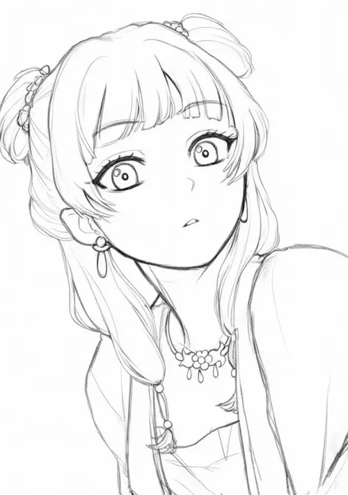 Bộ tranh anime cute váy công chúa nơ bèo giúp bé phối màu sáng tạo