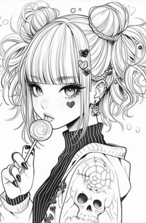 Mẫu tranh tô màu anime cô gái rực khí chất mạnh