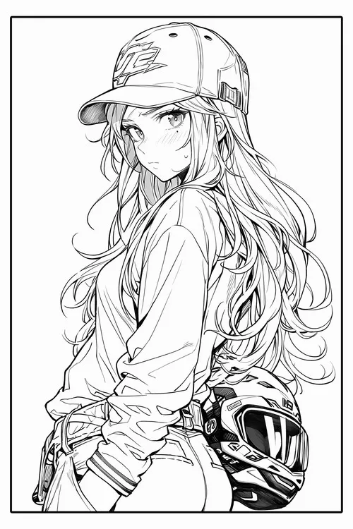 Trẻ học tô màu anime thiếu nữ tóc trắng lấp lánh ánh bạc