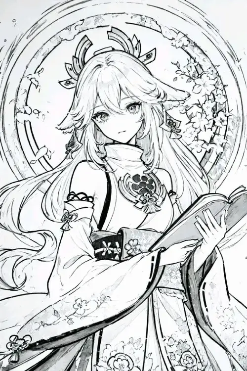 Tranh tô màu anime cô gái ngầu với ánh mắt lạnh