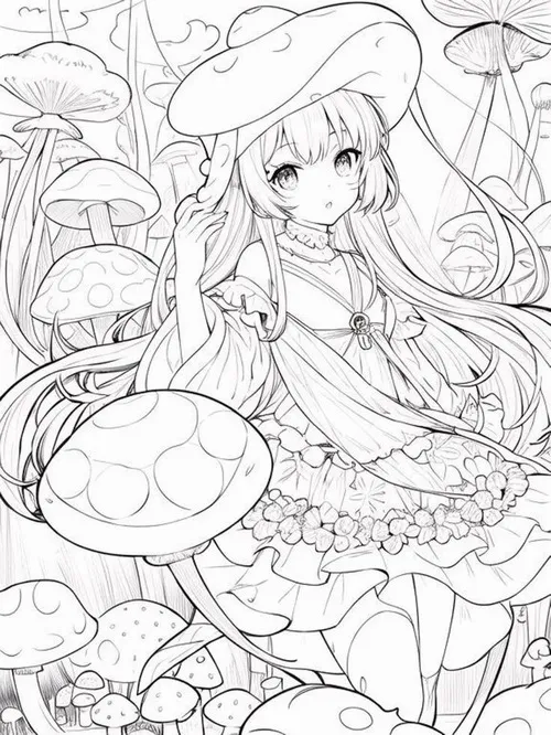 Bộ tranh tô màu anime cô gái huyền ảo có vòng cổ ma lực cho bé 5 tuổi