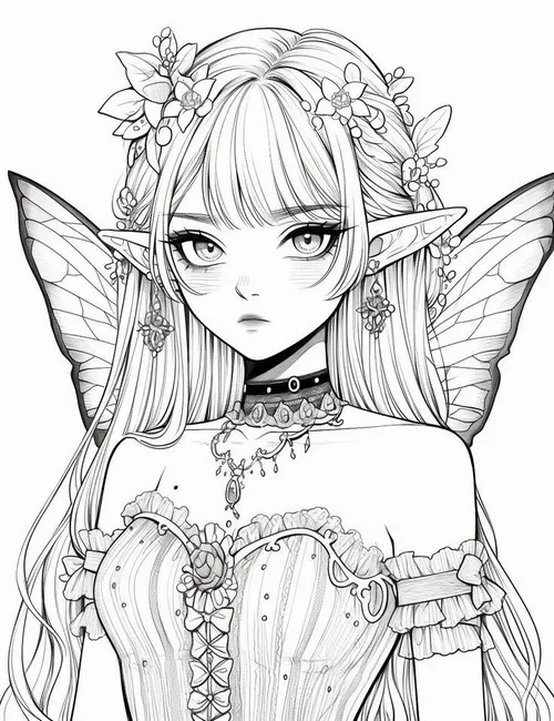 Trẻ học tô màu anime nhân vật nữ cực ngầu với dáng đứng mạnh