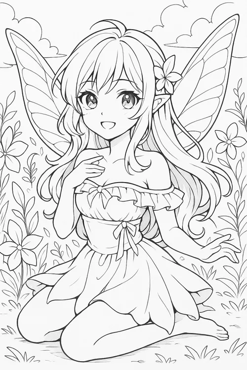 Tranh tô màu anime cô gái aura tối tạo cảm giác bí ẩn cho trẻ 6 tuổi