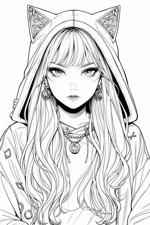 Tờ giấy tô màu anime cô gái ánh mắt sâu tạo cảm giác cuốn