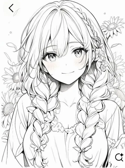 Tranh tô màu anime nàng tóc đen ánh lạnh sắc nét