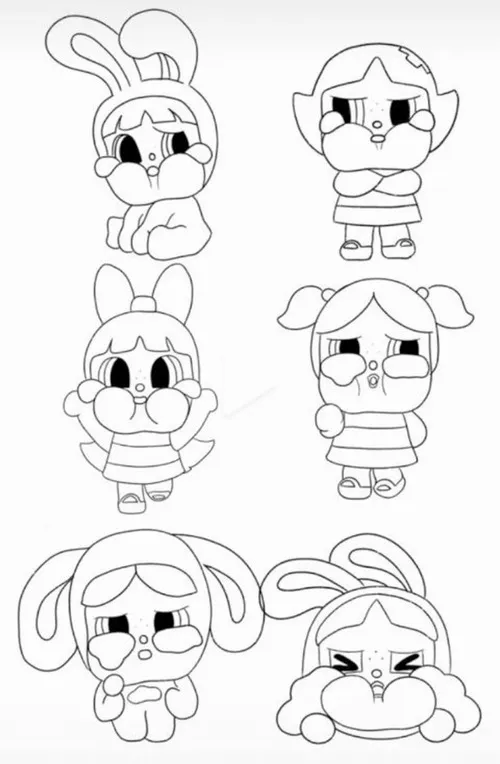 47 Tranh tô màu Baby Three gấu nhỏ pastel xanh tím mềm