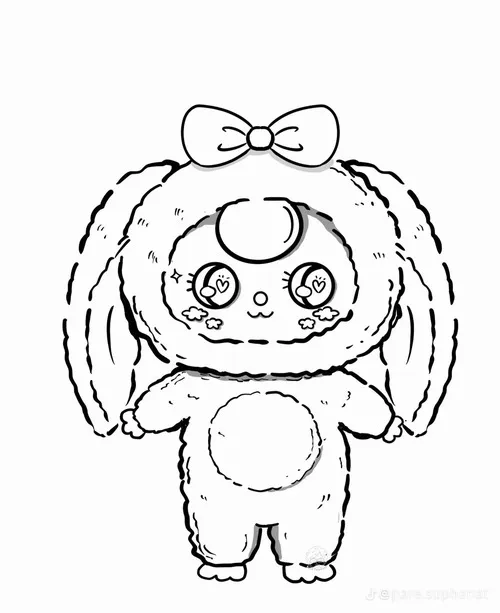 31 Tô màu vui Baby Three mèo nhỏ pastel xanh ngọc dễ thương