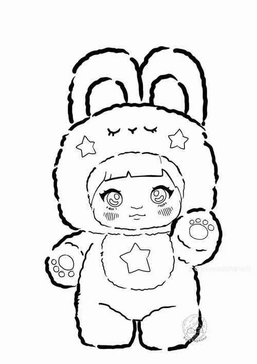 26 Tờ giấy tô màu Baby Three thỏ ngơ cùng tông pastel tím