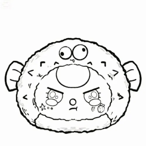 8 Tranh bé tập tô Baby Three trong bộ đồ cá nóc lung linh