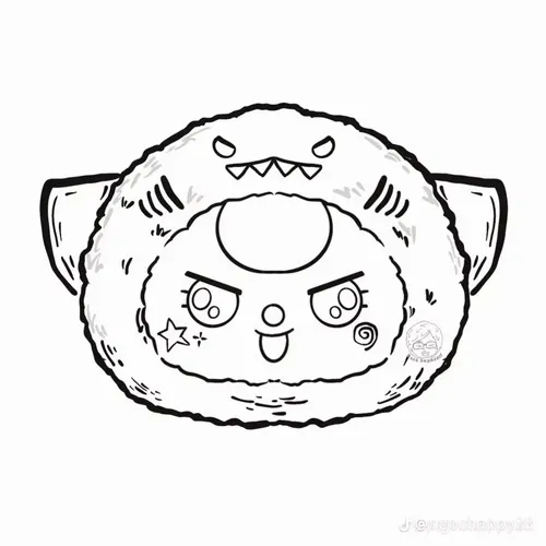 3 Bộ tranh Baby Three hóa thân cá mập cho giờ tô màu