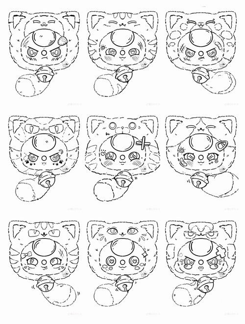 8 Tranh tô màu mèo thần tài Baby Three vẫy tay chiêu lộc giúp bé học sắc đỏ vàng