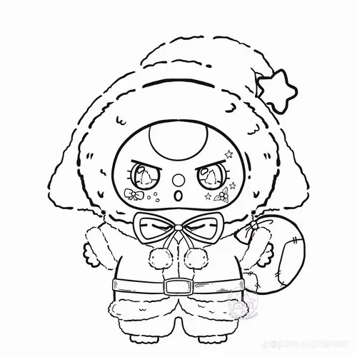 5 Mẫu tô màu Baby Three mèo tài lộc mini với bảng chữ phúc cho bé tập nét