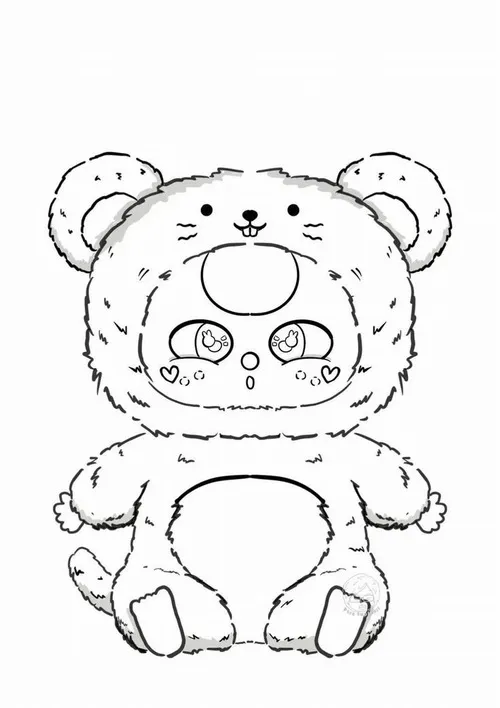 2 Tranh bé tập tô Tý chuột Baby Three với má phính và tai tròn