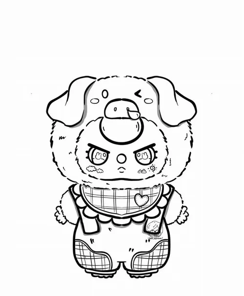 22 Tô màu vui Hợi heo baby tròn trịa ngộ nghĩnh cho bé