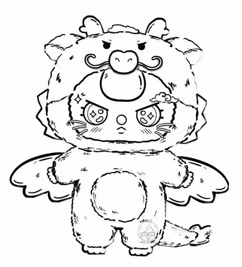 4 Trang học tô màu Thìn rồng xanh pastel với đôi mắt tròn