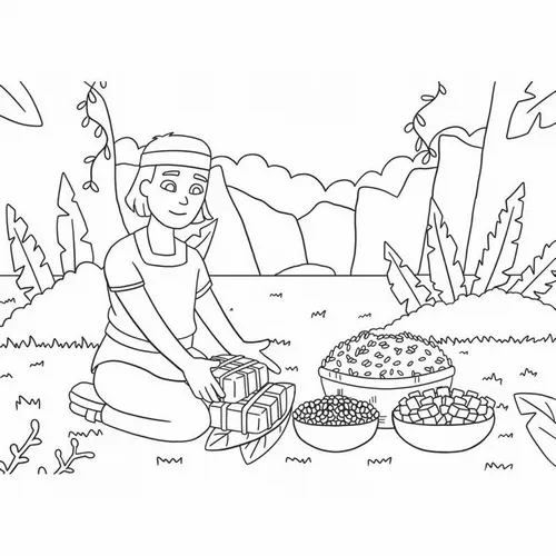 12 Bộ tranh bánh chưng bánh tét để bé tô vui và khám phá nét đẹp Tết