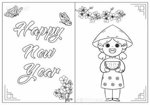 6 Bộ tranh tô màu bao lì xì đỏ vàng cực hợp ngày Tết