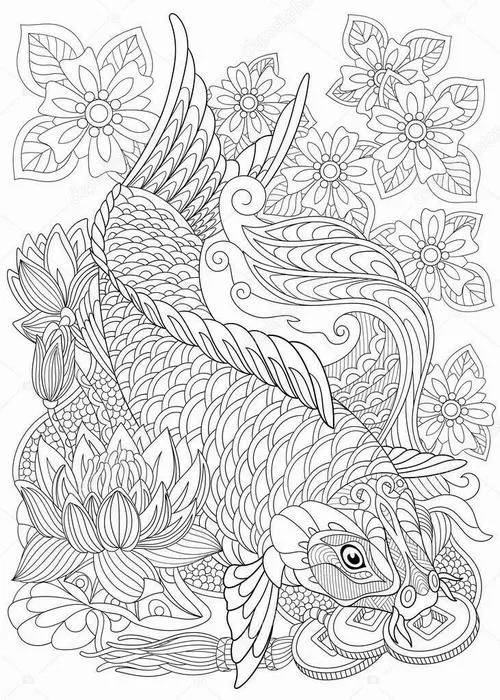 Cá chép nhiều màu dễ tô giúp bé rèn tay mỗi ngày