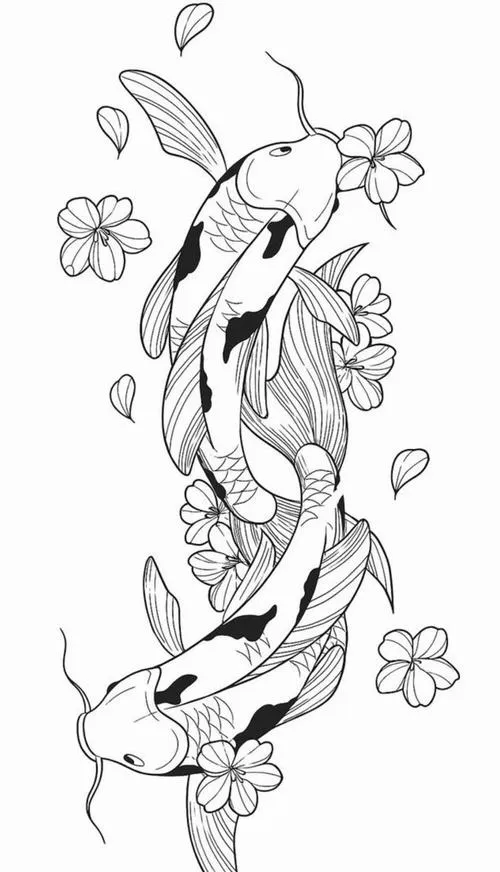 Trang tô màu cá chép koi nghệ thuật nhiều màu sắc