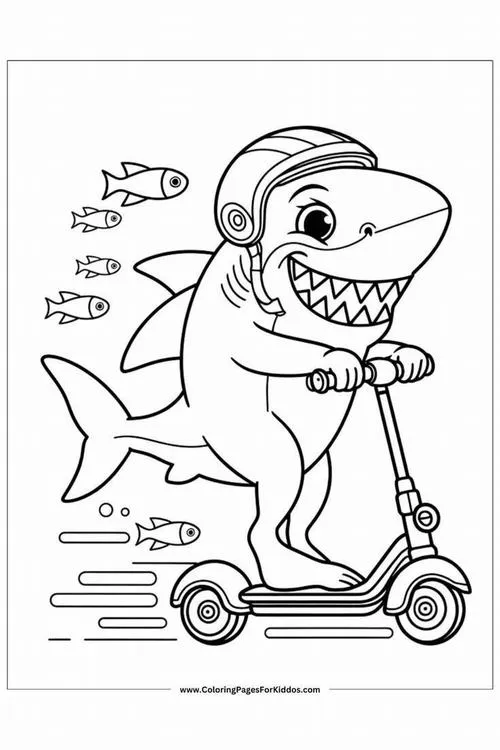 Bức tranh tô cá mập Baby Shark dễ thương