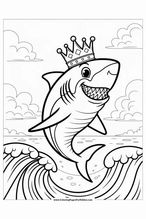 Bé tập tô màu cá mập xanh dương