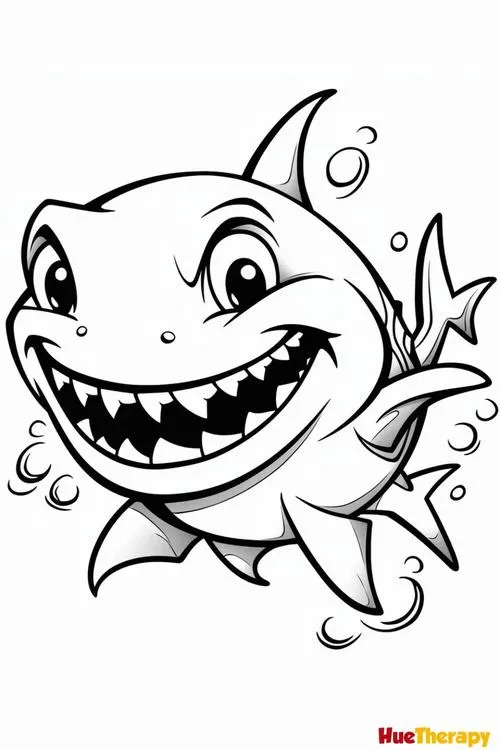 Bộ tranh tô màu cá mập đại dương xanh mát