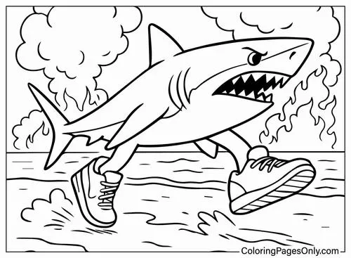Tô màu sáng tạo cá mập có chân mang giầy cho bé 5 tuổi