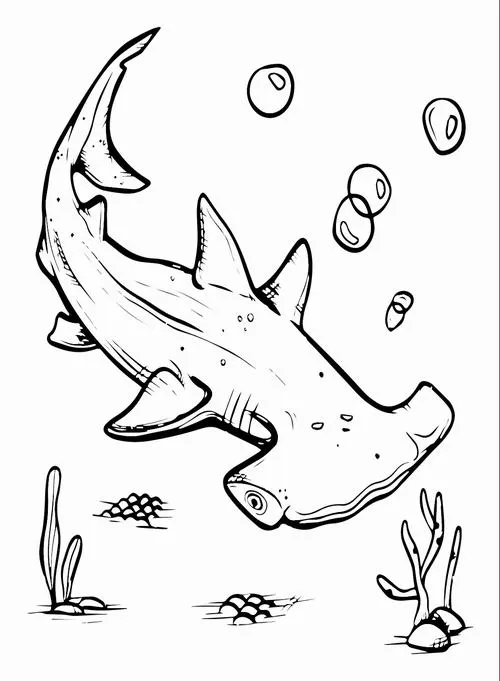 Hoạt động tô màu cá mập đầu búa vui tính bằng bút sáp