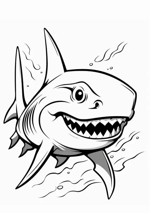 Trang học tô màu cá mập hiền lành rất dễ thương