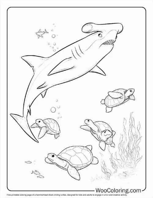 Tải tranh tập tô cá mập hoạt họa dưới sóng biển