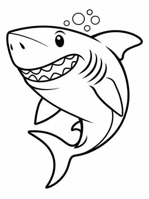 Bức tranh tô cá mập biển xanh cho bé 3 tuổi