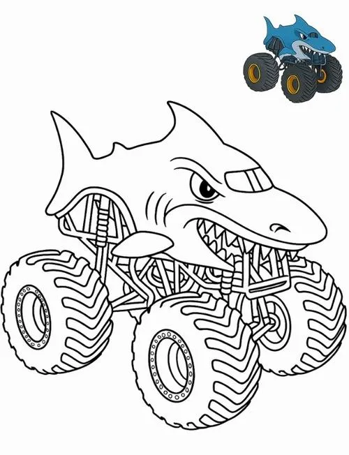 Hình vẽ tranh tô màu cá mập và sóng biển