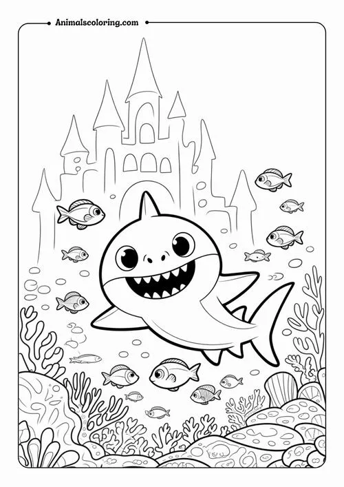 Bức tranh tô cá mập cho trẻ 4 tuổi