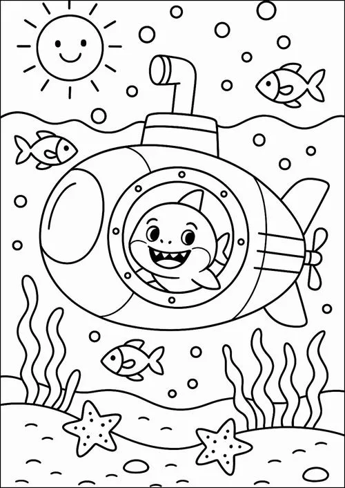 Tranh baby shark cho bé vừa tô vừa tưởng tượng câu chuyện biển