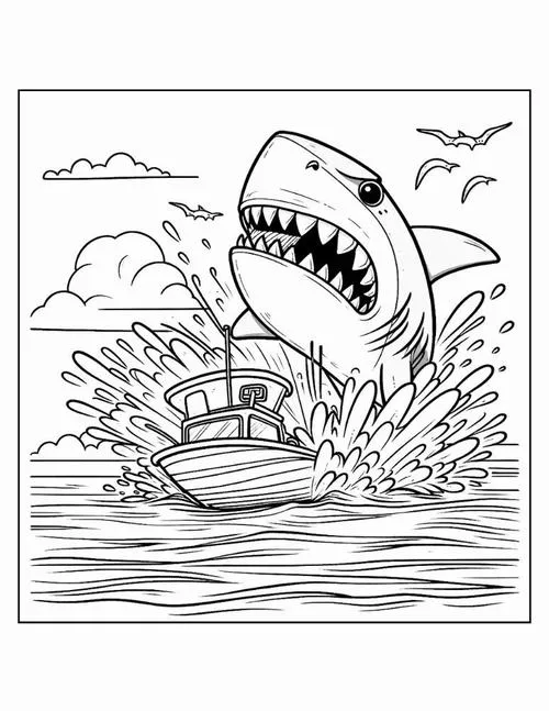 Tô màu cá mập giúp bé thư giãn sau giờ học