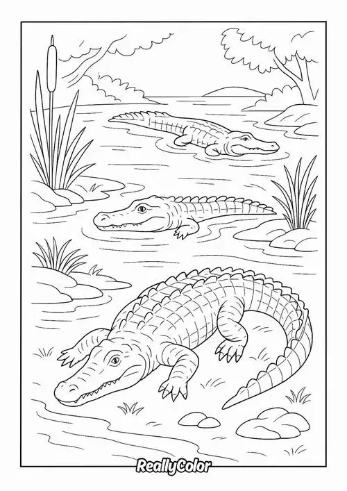 Tranh tô cá sấu nét to rõ bé nào cũng mê