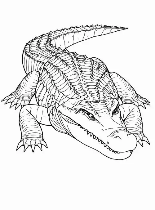 Tải tranh tập tô cá sấu đáng yêu da vảy cho bé 5 tuổi