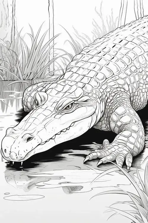 Trẻ học tô màu cá sấu xanh nụ cười rộng răng trắng cho trẻ 6 tuổi