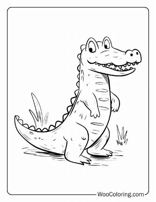 Bức tranh tô cá sấu cười tươi mắt tròn răng trắng cho bé 3 tuổi