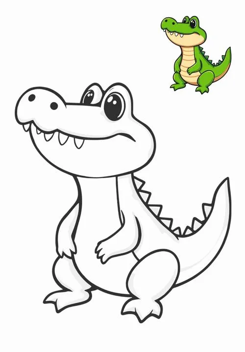 Tranh tô màu cá sấu dễ thương cho bé tập tô mỗi ngày