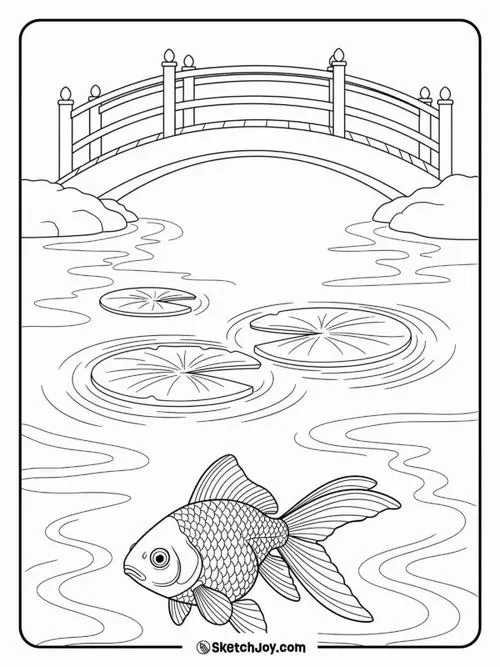 Tờ giấy tô màu cá vàng giúp tập trung khi tô