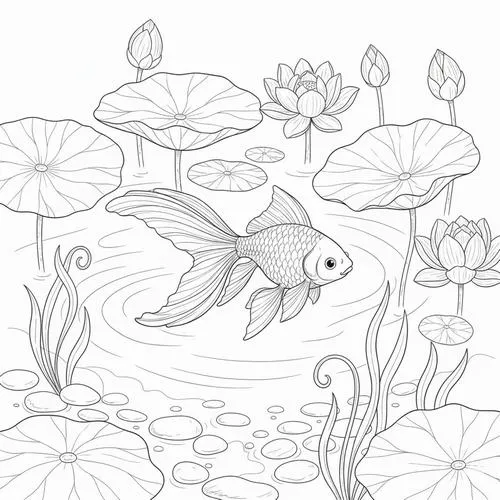 Hoạt động tô màu cá vàng đơn giản cho trẻ 4 tuổi