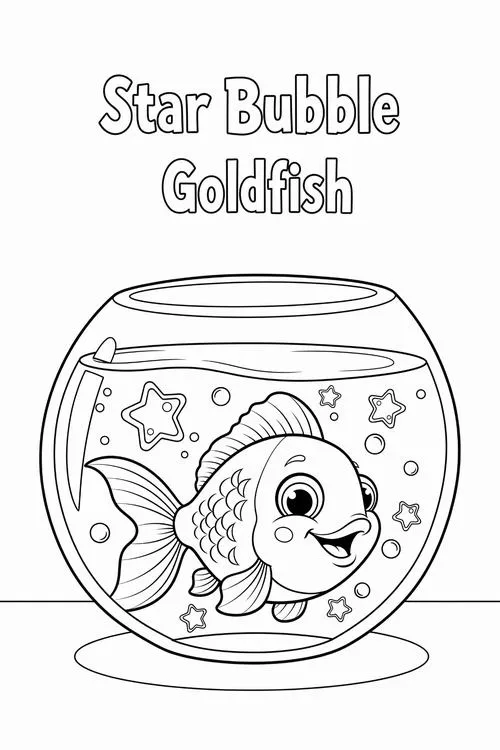 Bức tranh tô cá màu cam vây cá mềm cute