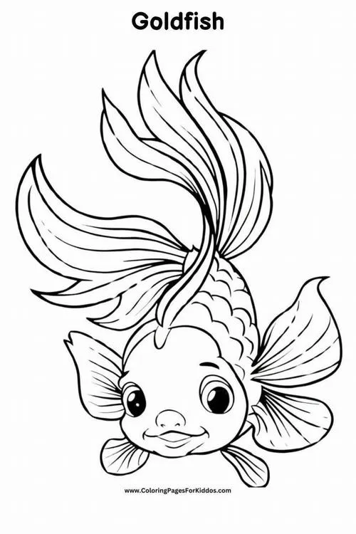 Tải tranh tập tô cá vàng hai đuôi vây cá mềm