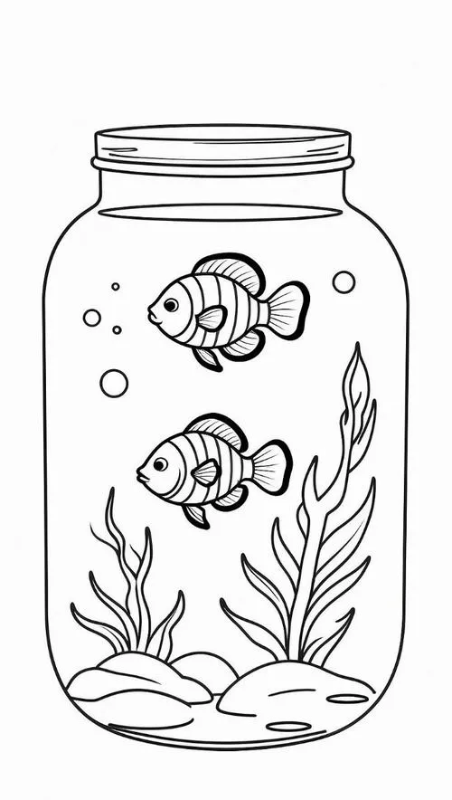 Tranh bé tập tô cá cảnh nhỏ màu cam đuôi lụa