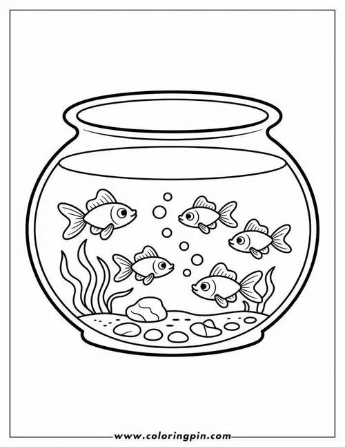 Hình tô màu cá vàng cảnh Nhật đuôi xòe cute dễ thương